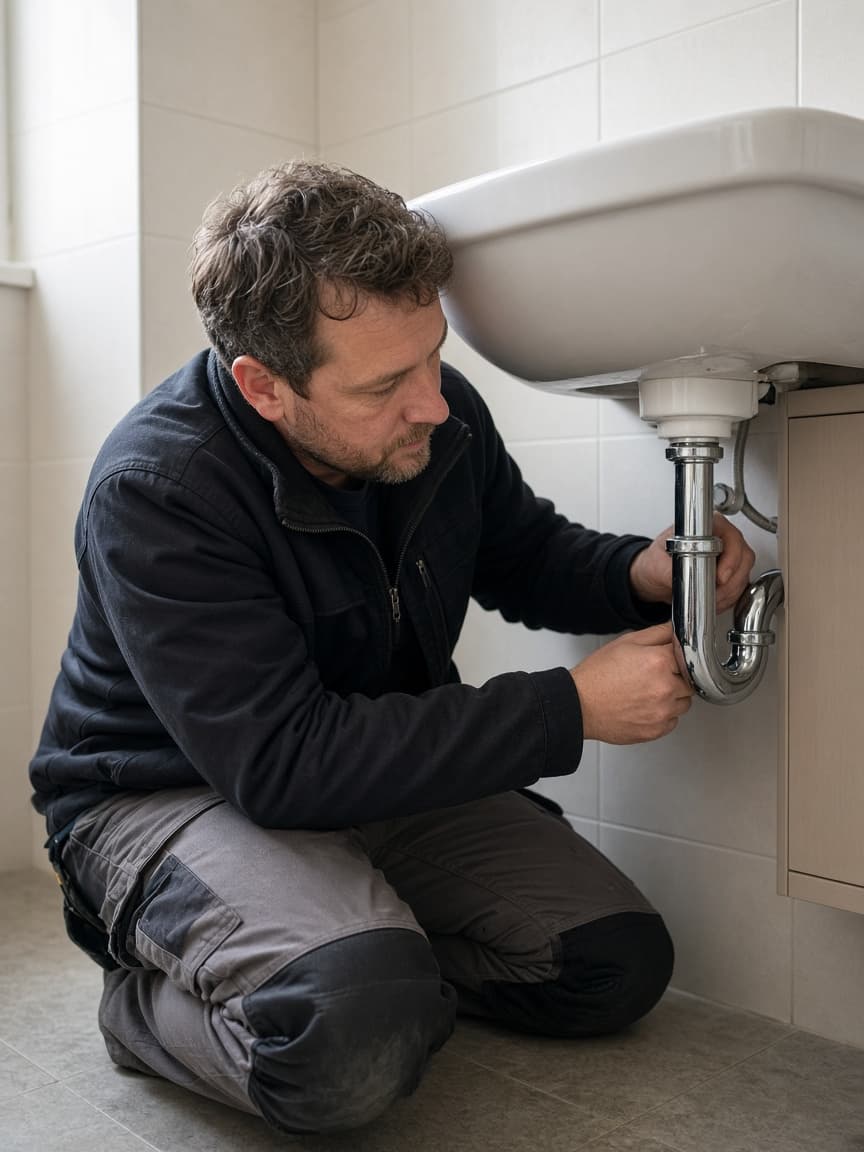 Handwerker bei der Installation